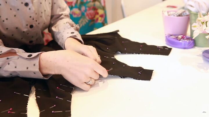 sewing skills how to line a dress properly just like a seamstress, Pinning the lining to the dress bodice