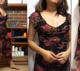 how to make your own off the shoulder dress easy diy thrift flip, The dress before the transformation