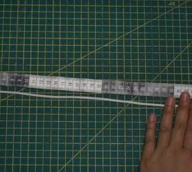how to make your own off the shoulder dress easy diy thrift flip, Measuring the elastic