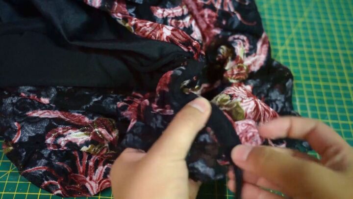 how to make your own off the shoulder dress easy diy thrift flip, Modifying a dress to make it off shoulder