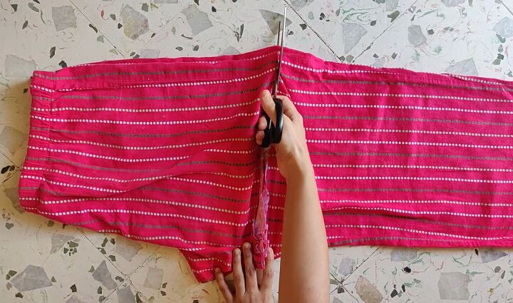 how to make a dress out of pajama pants no sewing machine required, Cutting the pajama pants