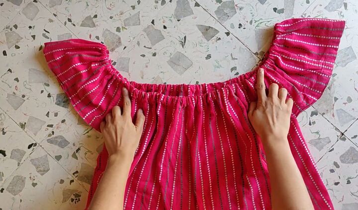 how to make a dress out of pajama pants no sewing machine required, Attaching the sleeves to the top