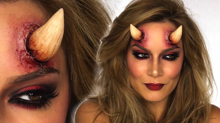 how to make realistic diy devil horns for halloween or cosplay, DIY devil horns for Halloween