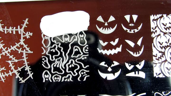 how to use halloween nail stamping plates for fast easy nail designs, Ghost Halloween nail stamps