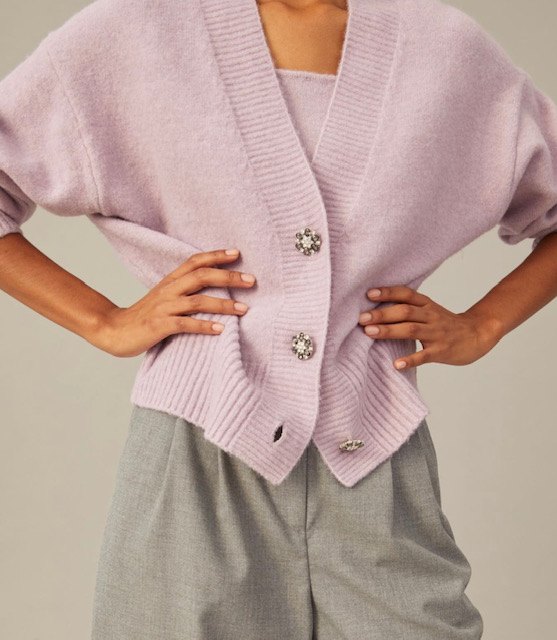 stylish monday link up party, Sweater Set with Rhinestone Flower Buttons H M