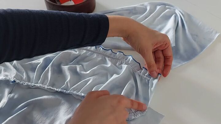 how to make a pretty milkmaid top out of an old t shirt, How to sew milkmaid top