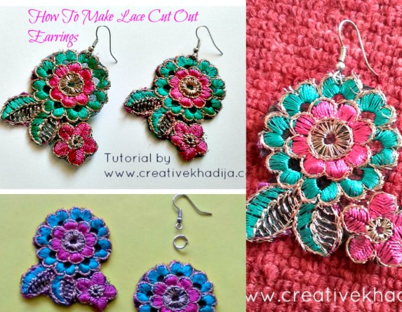 how to make lace cut out earrings in two minutes