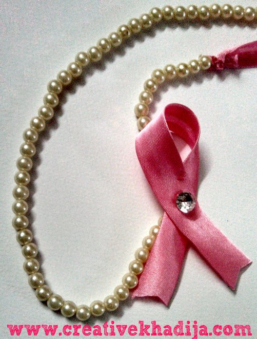 pink ribbon necklace