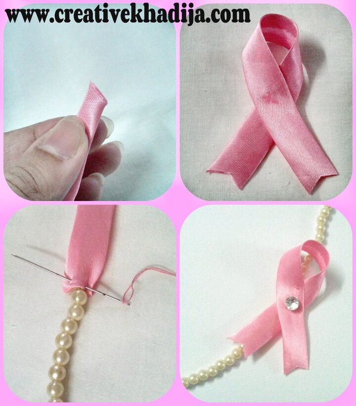 pink ribbon necklace