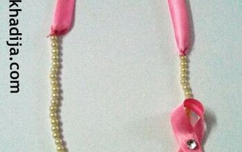DIY PinkRibbon Pearl Necklace