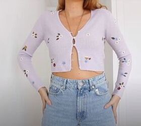 how to upcycle an old zip up into an adorable embroidered sweater, The Zara inspiration sweater