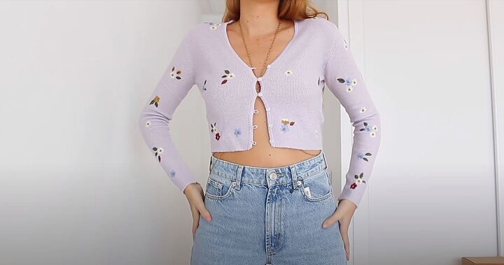 how to upcycle an old zip up into an adorable embroidered sweater, The Zara inspiration sweater