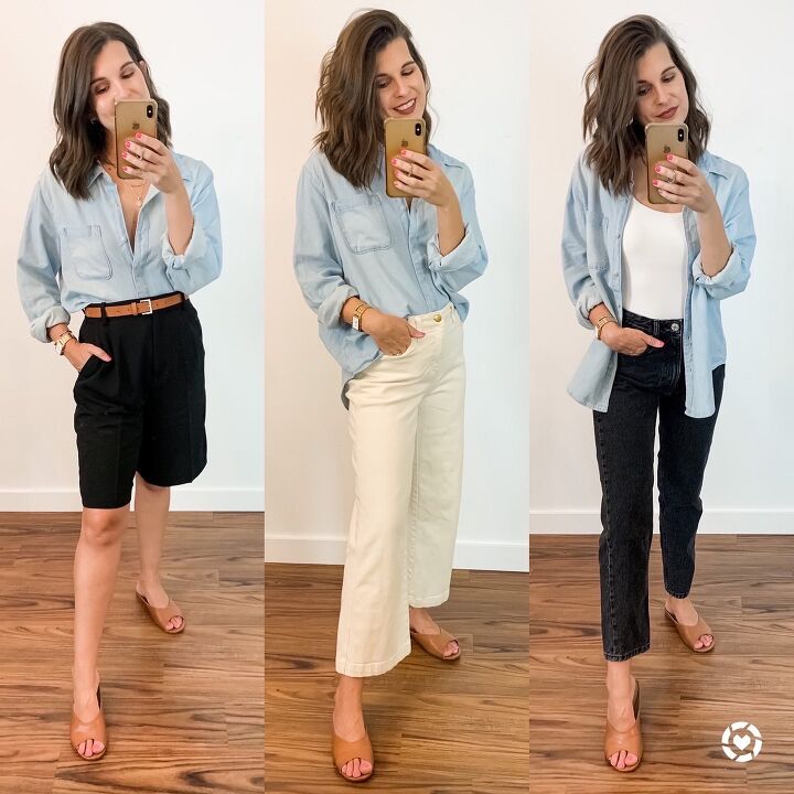 3 ways to wear a chambray button up shirt