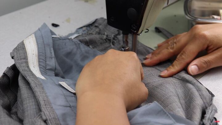 6 diy thrift flip hacks you should know how to alter thrifted clothes, Sewing a new waistband on the pants