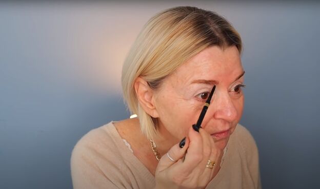 applying fancy makeup for mature skin is the price worth it, Filling in eyebrows with a brow pencil