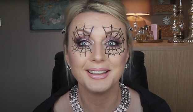 how to do easy spider web face makeup for halloween in 4 simple steps, Spider web Halloween makeup