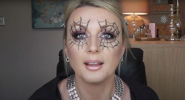 how to do easy spider web face makeup for halloween in 4 simple steps, Witch makeup spider web eyes