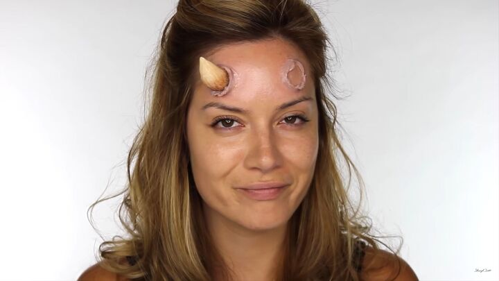 how to do sexy devil makeup for halloween complete with horns, Attaching the DIY devil horns