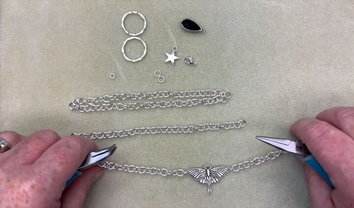 how to make an elegant diy layered chain necklace with charms, Attaching charms to the chain