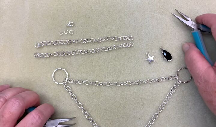 how to make an elegant diy layered chain necklace with charms, Attaching the rings