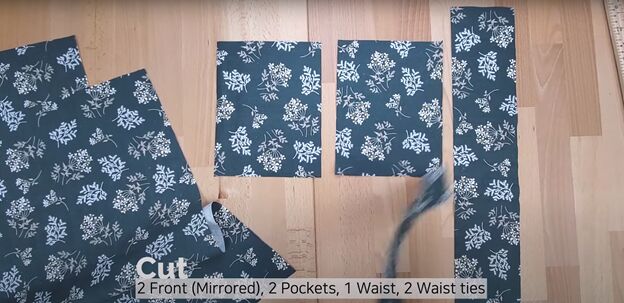 how to sew a half apron with pockets in 9 simple steps, Fabric pieces for the DIY half apron