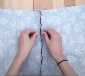 how to sew a half apron with pockets in 9 simple steps, Sewing the center seam of the DIY half apron