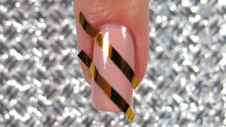 10 easy peasy nail art designs for beginners step by step tutorial, Applying nail tape diagonally