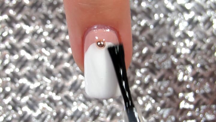 10 easy peasy nail art designs for beginners step by step tutorial, Applying a top coat and a nail stud