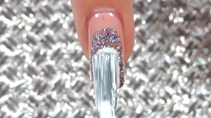 10 easy peasy nail art designs for beginners step by step tutorial, Applying a white strip of nail polish on top