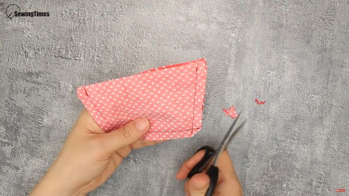 how to make a simple diy coin purse perfect gift idea, Rounding the edges of the lining fabric