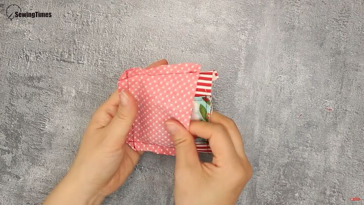 how to make a simple diy coin purse perfect gift idea, Placing the lining into the DIY coin purse