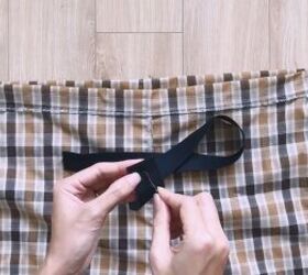 how to make cute comfy diy high waisted pants from scratch, Feeding the elastic into the waistband