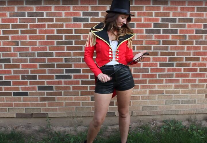 how to easily make a diy ringleader costume for halloween, DIY ringleader costume