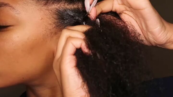 how to do perfect mini twists on natural hair in 6 simple steps, Braiding cornrows with the front sections of