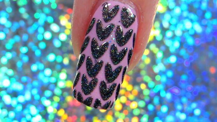 how to use nail vinyls to create colorful fun nail vinyl designs, DIY heart nail vinyl design