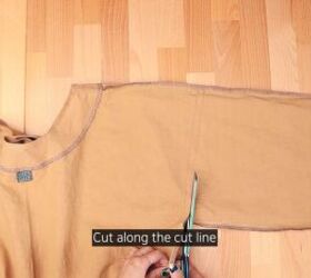 how to make giant puff sleeves fun oversized gathered sleeve hack, Cutting the sleeves off the dress
