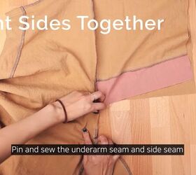 how to make giant puff sleeves fun oversized gathered sleeve hack, Pinning the underarm and side seams