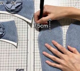 cute diy slippers tutorial how to make slippers from old jeans, Measuring the marking the DIY slippers