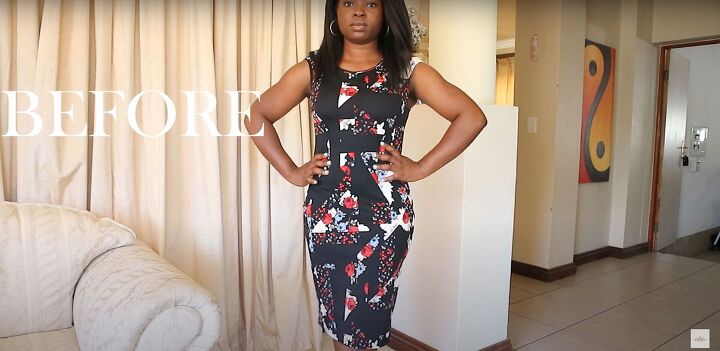 how to make a peplum top out of a dress easy diy peplum top tutorial, The dress before it was modified