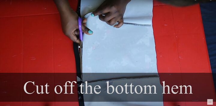 how to make a peplum top out of a dress easy diy peplum top tutorial, Cutting off the bottom hem