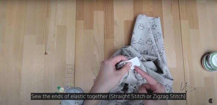 how to easily make cute comfy pajama pants without a pattern, Sewing the ends of the elastic together
