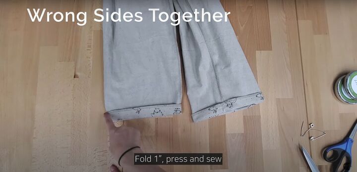 how to easily make cute comfy pajama pants without a pattern, Hemming the DIY pajama pants
