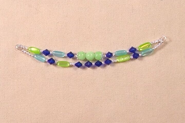 how to make a blue and green double strand bracelet