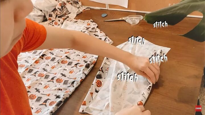 how to sew cute diy halloween pajamas perfect for scary movie nights, Attaching sleeves to the pajama top