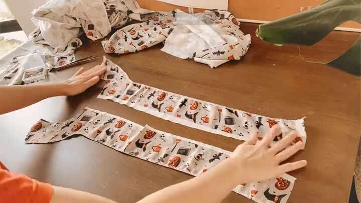 how to sew cute diy halloween pajamas perfect for scary movie nights, Making facing with the leftover fabric