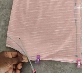 how to cut and sew a kaftan dress simple step by step tutorial, Cutting the neckline of the DIY kaftan dress