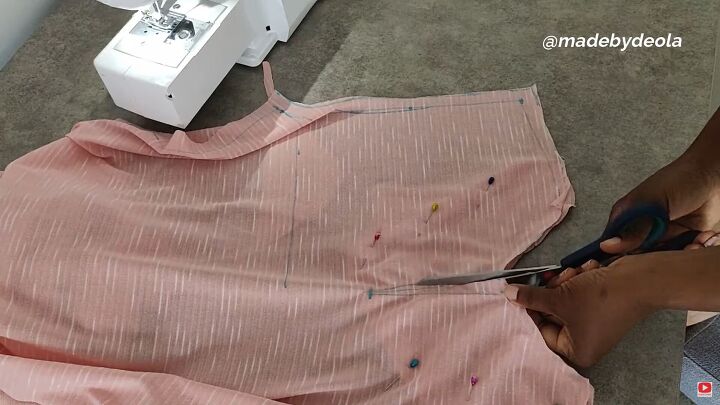 how to cut and sew a kaftan dress simple step by step tutorial, Cutting through the center line