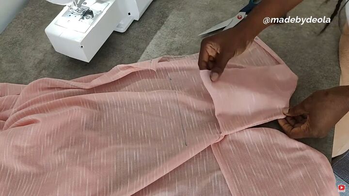 how to cut and sew a kaftan dress simple step by step tutorial, Turning the facing to the wrong side