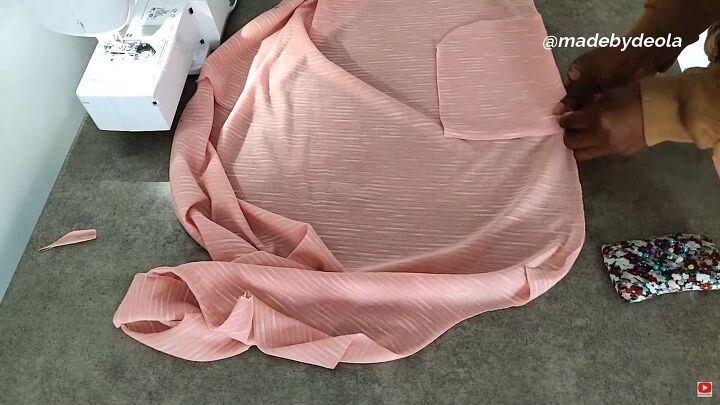 how to cut and sew a kaftan dress simple step by step tutorial, Placing pockets on the DIY kaftan dress