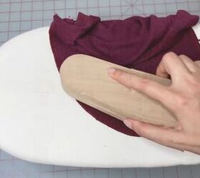 looking for comfy loungewear try this diy wide leg pants tutorial, Using a clapper to flatten the pocket opening